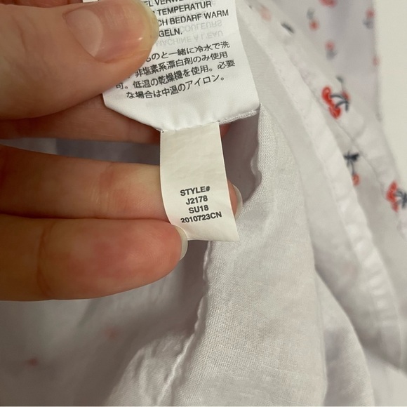 J. Crew Silk Blend Cherry Print Sleeveless HighTie Neck Halter Blouse Top - Picture 10 of 14